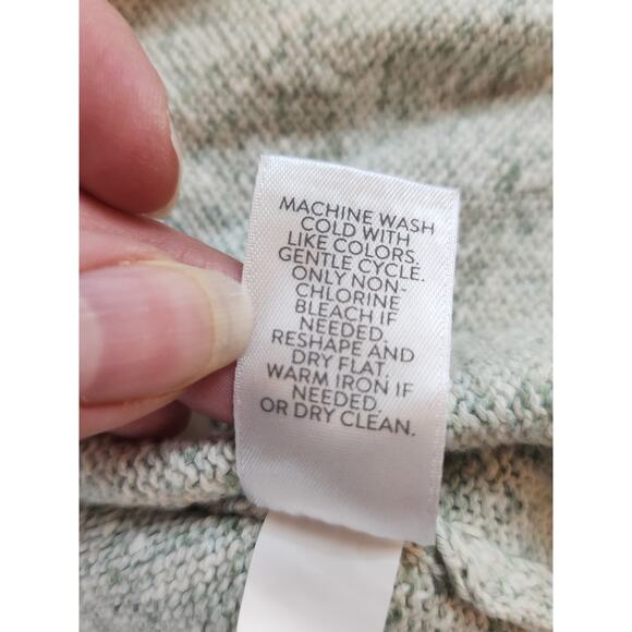 Pure J JIll cotton cardigan green cream knit open front sz small petite - Picture 13 of 14